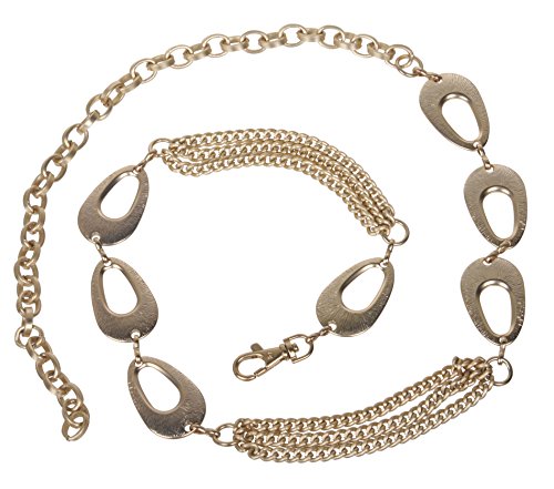 Women's Metal Oval Circle Chain Belt, Gold | One-size-fits-all