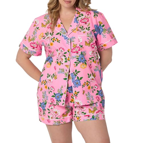 Image of Bed Head PJs Womens Matching Pajamas - Soft Organic Short Sleeve Button Down PJ Shirt & Shorts Set - Sleepwear & Loungewear