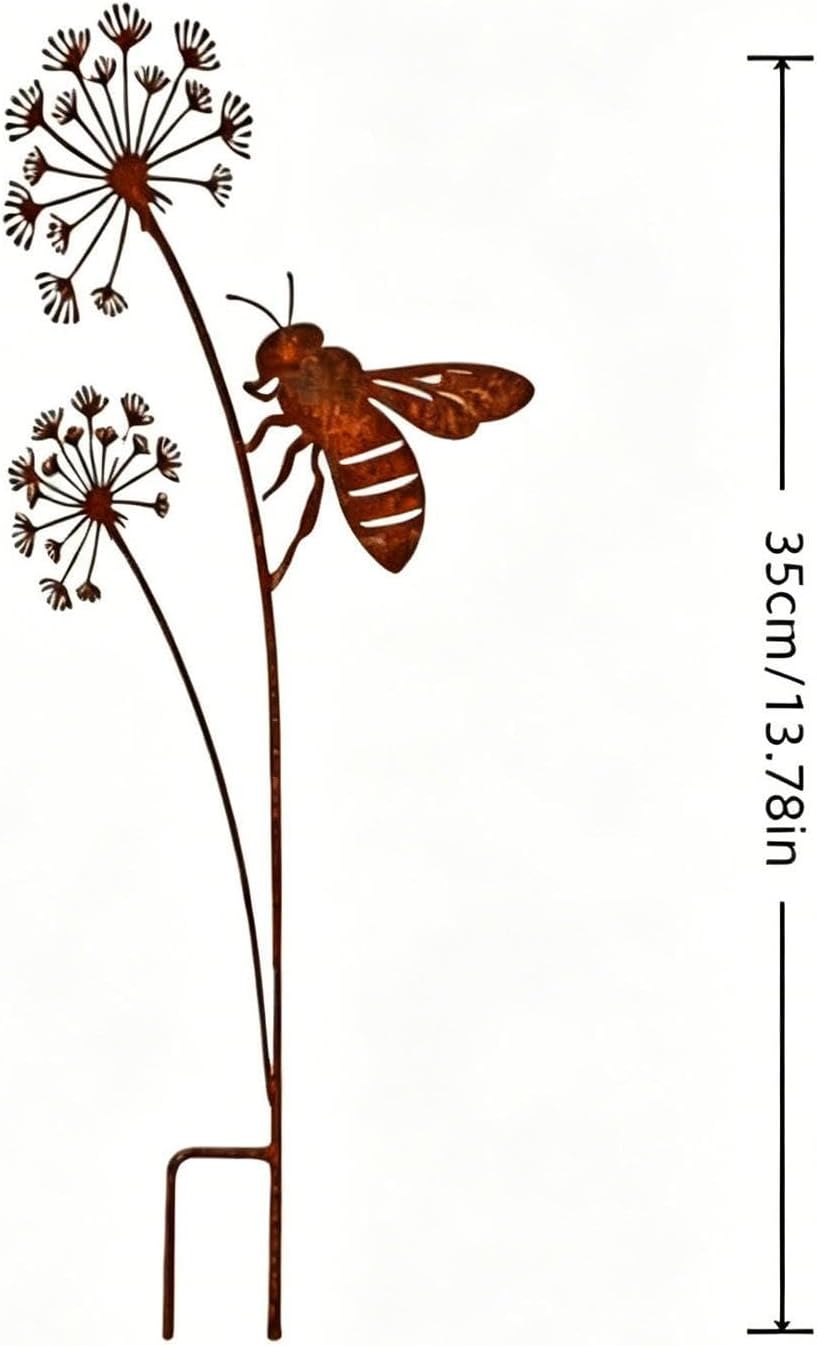 Garden Stakes Decorative, Rustic Bee Outdoor Metal Art, Lawn Vintage Stakes image 5