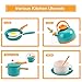 56Pcs Mini Play Kitchen Accessories for Kids, Pretend Cooking Playset with Cookware, Tableware & 2 Fruit Sets, Learning Gift for Girls, Boys, Toddlers, Green