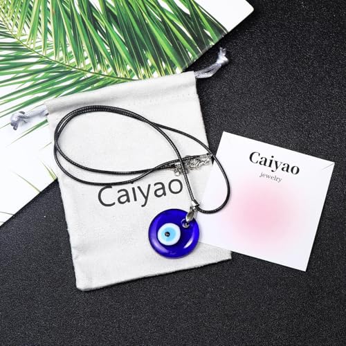 Caiyao Evil Eye Pendant Necklace Glass Leather Rope Chain Turkish Protect Lucky Necklace for Women Men4