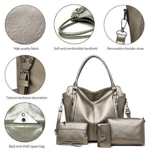 Image of 2E-youth Purses for Women Large Tote Women's Handbag Set Faux Leather Hobo Crossbody Bag 4pcs