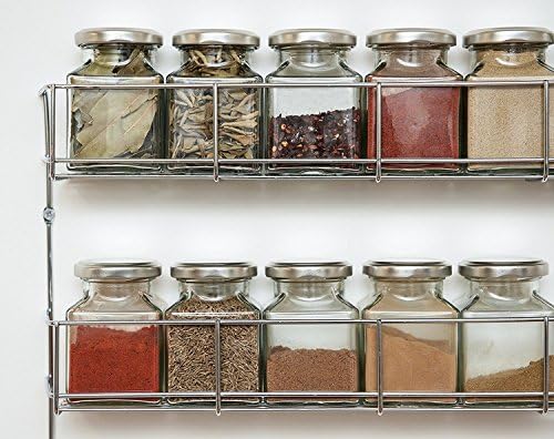 LETTUCE EAT ® Chrome 5 Tier 40 Jars Spice Herb Jar Rack Holder for Home Kitchen Door Cupboard Storage or Wall Mountable