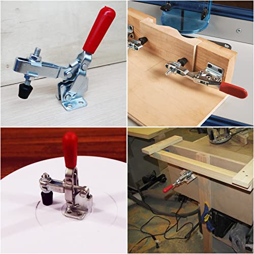 Image of 12 Pack Toggle Clamp, Adjustable Hold Down Clamps for Woodworking 200lb Holding Capacity 102-B Style Vertical Quick Release Toggle Clamps for Smokers, Doors, Cabinets, Tool Boxes