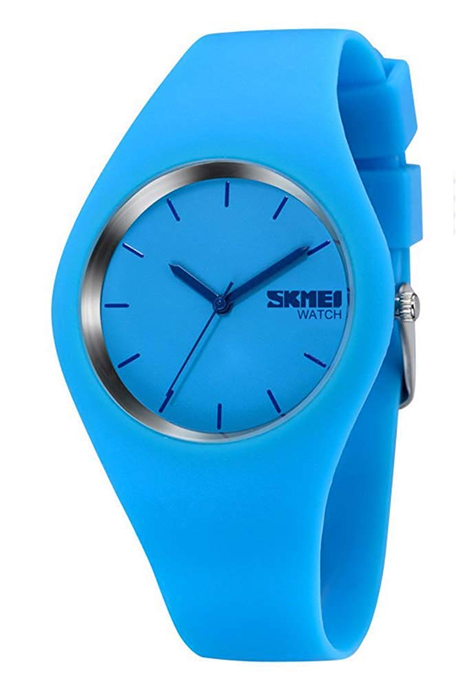 Casual Simple Style Silicone Strap Women Men Sports Watches 30M Waterproof, A lighte Blue, Sports and leisure