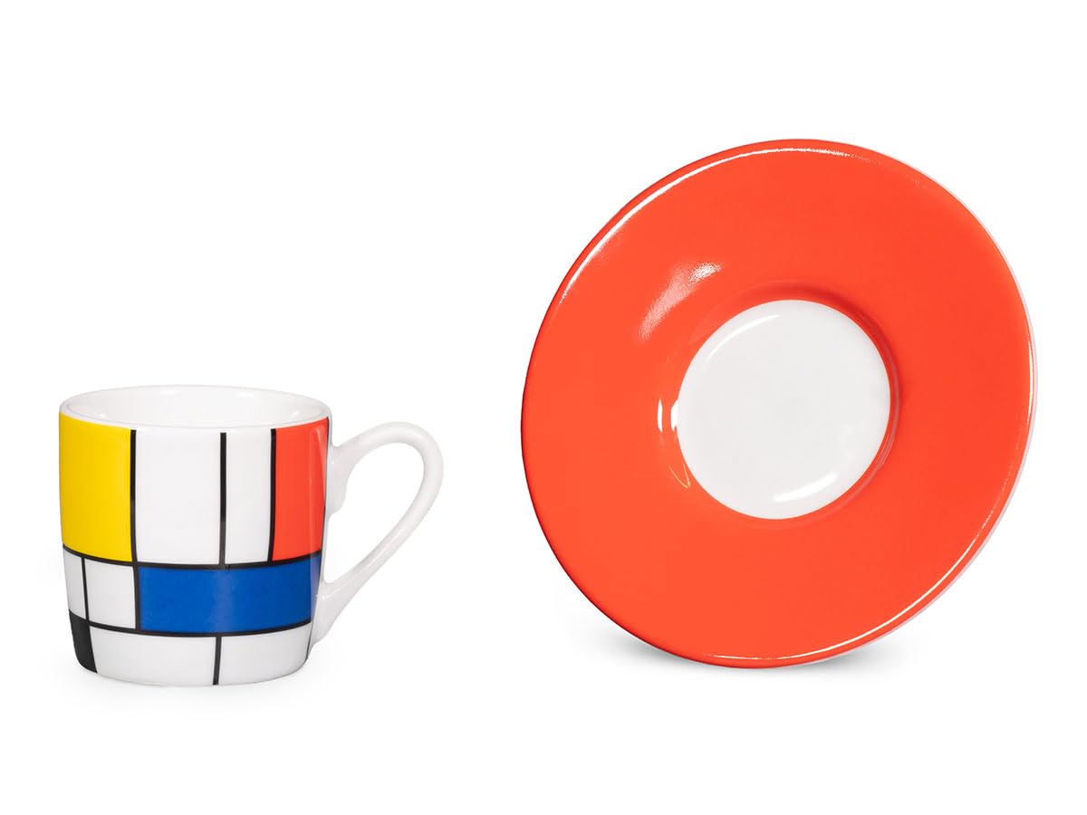 Könitz Espresso Tassen Set Mondrian Large Fragments. 4 Kaffeetassen 65ml aus Porzellan. Espressotassen modern, bunt