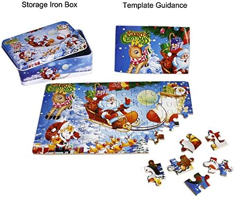Elloapic 60 Piece Mini Jigsaw Puzzle Wooden Hard Paper Cartoon DIY Puzzle Toys Brain Teaser Educational Creative Toy Handmade Set for Children Christmas Xmas Santa Claus Jigsaw 3 51vrAw6 ANL. AC