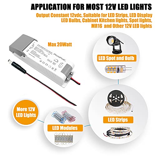 20W Dimmable Transformer, PLUSPOE 12V Magnetic LED Driver Power Supply for 12V Constant LED Lighting
