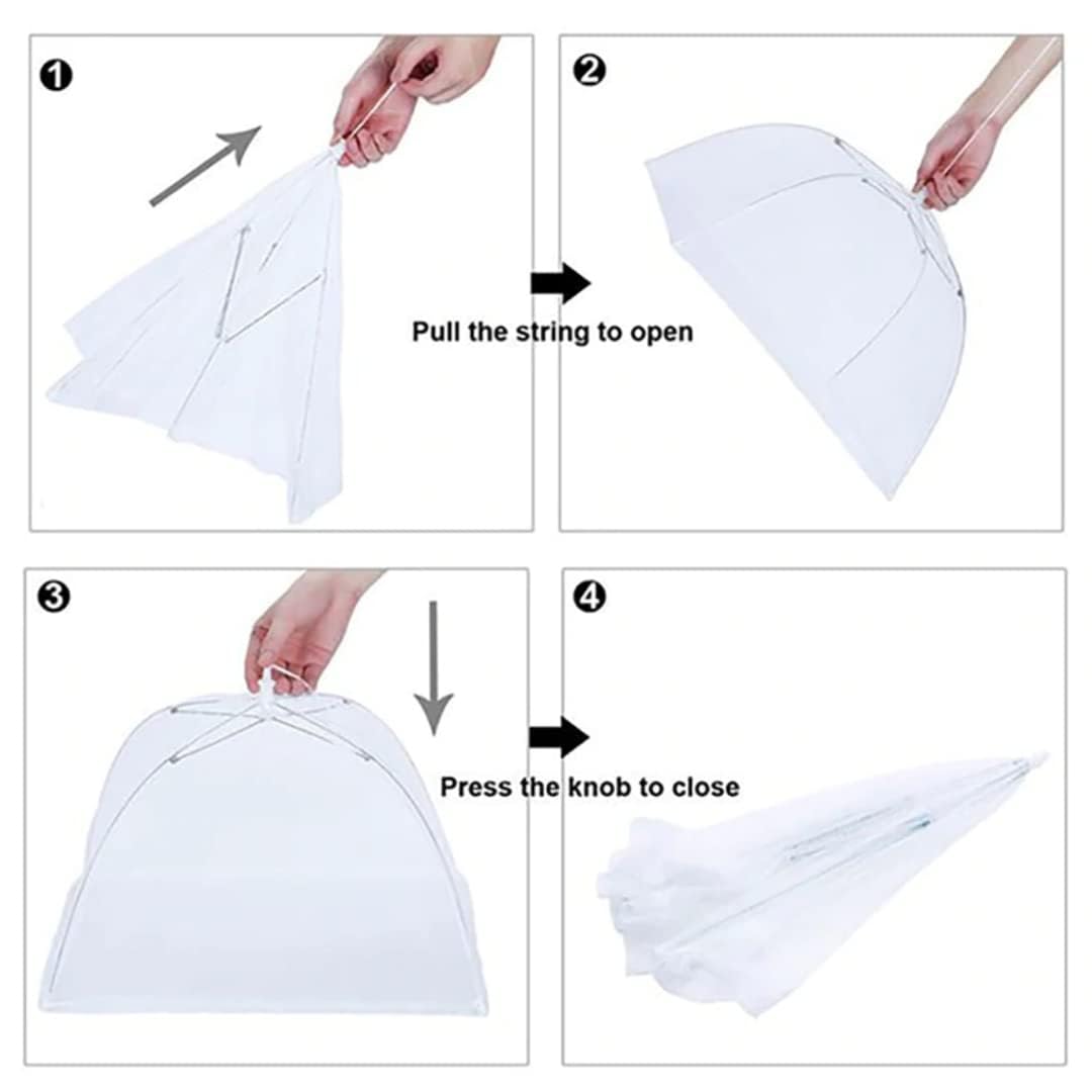 Food Cover for Outside Reusable Food Tent Fruit Cover Pop-Up Food Nets Outdoors Mesh Screen Collapsible 17 Inch,White (1) — Amazon image 6