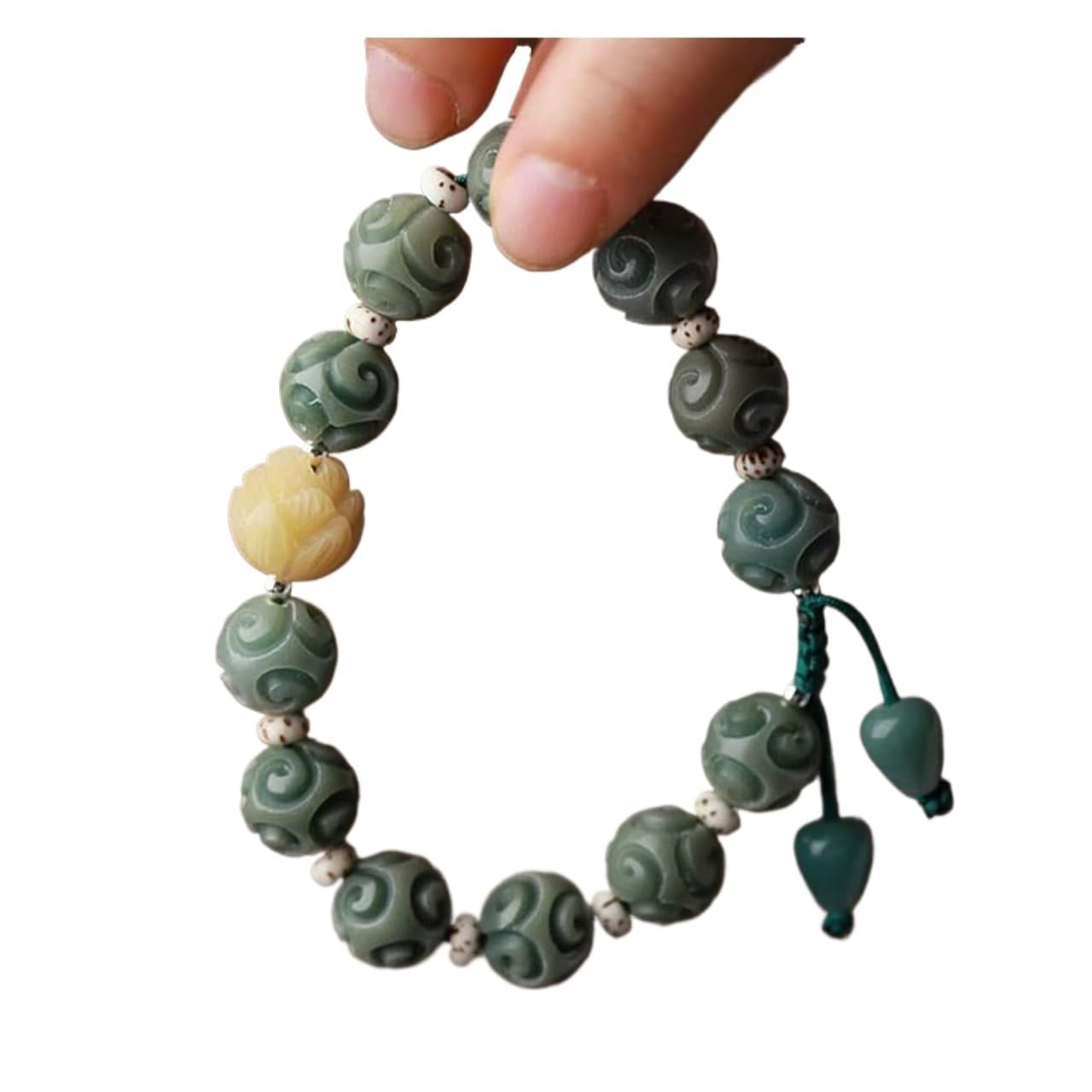 Bracciale con Perline Bodhi Motivo Intagliato. Squisito