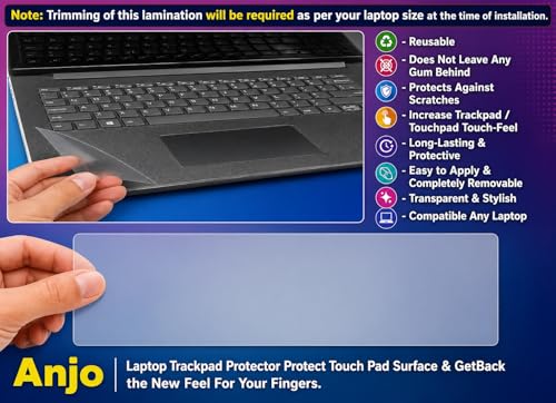 Image of Anjo 4 in 1 Combo Of 14 Inch & 16:10 Display Aspect Ratios Laptop Screen Protector, KeySkin, Body Lamination Trackpad Area & Lid-Back Side (Transparent)