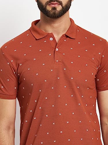 Image of Men's Cotton Half Sleeves Printed Polo T-shirt-POLO105
