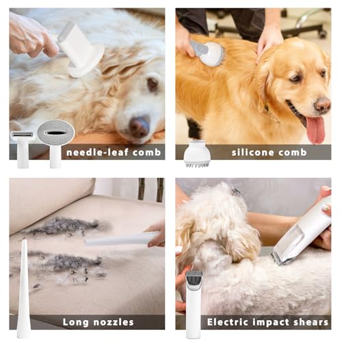 Blanlody Hundestaubsauger mit Bürste, 16000 Pa Leise Hundebürste Staubsauger Saugt 99.99% der Tierhaare Hundeschermaschine Hund Katze, Tierhaarentferner mit 6 Pflegewerkzeugen, 1.5L Staubbehälter