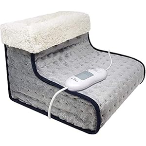 Commodoor FW-001A Fußwärmer – Elektrische Fußheizung mit 3 Heizstufen und Abschaltautomatik, waschbarem Innenfutter super weich Wärme und Entspannung (Hellgrau)