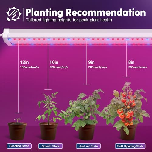 Image of FREELICHT 1 Pack 4ft LED Grow Light, 60W (350W Equivalent), Red Blue (660nm+460nm) Full Spectrum Grow Lights for Indoor Plants, Hanging Plug in Grow Lamp for Hydroponic Greenhouse Plants Seedling Veg