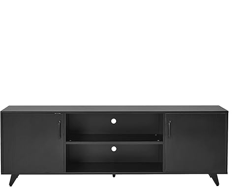 Miniatura 4 de Panana TV Stand Television Stands TV Console Unit with Shelf and 2 Doors Storage Cabinets for Living Room Bedroom for TVs up to 70 Inches (Black,