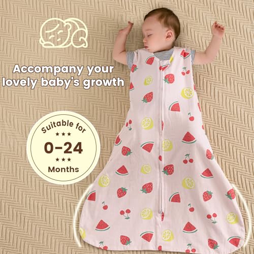 Image of PHF 100% Organic Cotton Baby Sleep Sack 12-18 Months, Soft Lightweight Wearable Blanket for Babies, 2-Way Zipper 0.3 TOG Comfy Toddler Sleeping Sack 3 Pack for Boys Girls Neutral, Lemon (Large)