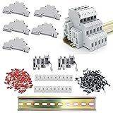 YFaith Reihenklemmen Hutschiene, Schienenanschluss Blocks Durchgangsklemme kit, für DIY Produktionsautomatisierung, DIN Schienenbefestigung (Kombination)