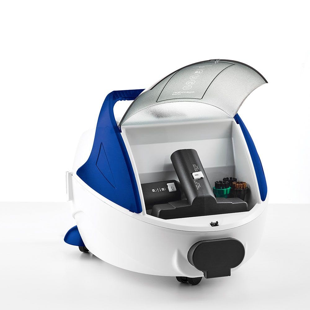 Polti Vaporetto Pro 100_Eco Power, Nettoyeur Vapeur avec Chaudière, Pression jusqu'à 5.5 Bars, 1900 W, Autonomie Illimitée, Fabriqué en Italie, Fonction Eco, 15 Accessoires Inclus, Bleu et blanc