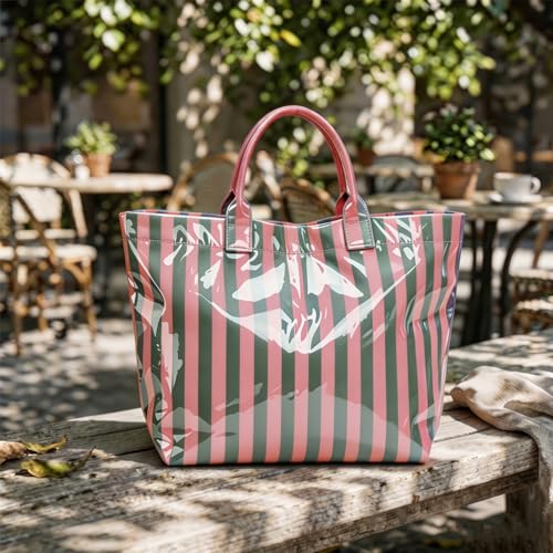 Tote bag para mujer rayada impermeable miniatura 7