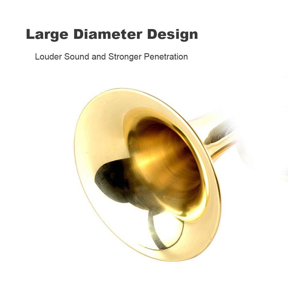 Trompete Messing Signalhorn Musikinstrument C-Taste Schulband Kavallerie Militärorchester Messing Musikinstrument für Anfänger Geschenk (Gold)