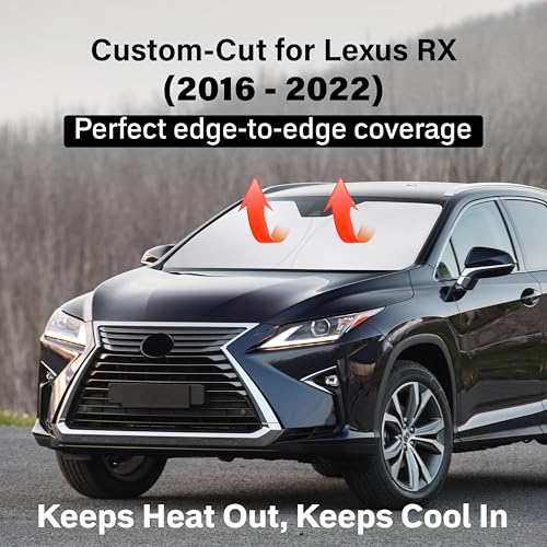 Image of EcoNour Windshield Sun Shade Compatible for Lexus RX 2016-2022 | SUV Front Window Sun Visor Protector | Foldable 4-Layer Sunshade | UV & Heat Blocking | Reduces Interior Heat