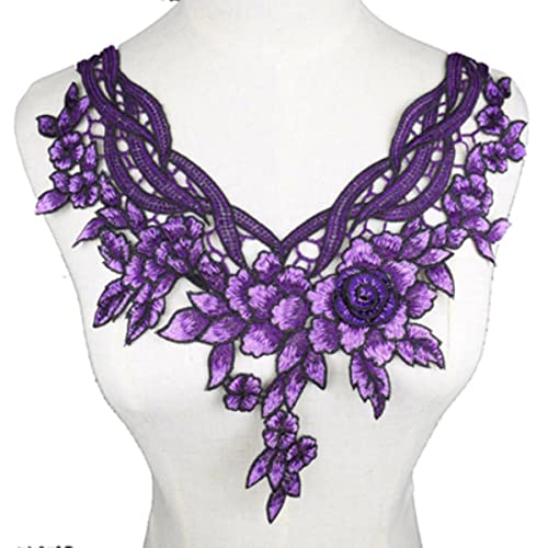 Brodé Dentelle Décolleté Col Garniture Robe De Mariée De Mariée À Coudre Applique Guipure Floral Dentelle Tissus DIY