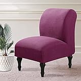 Armless Accent Chair Slipcovers Stretch Purple Removable Chair Covers Non Slip Washable Furniture Pr