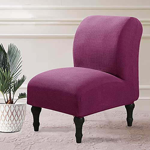 Armless Accent Chair Slipcovers Stretch Purple Removable Chair Covers Non Slip Washable Furniture Protector For Home Hotel (Purple) #TOP25