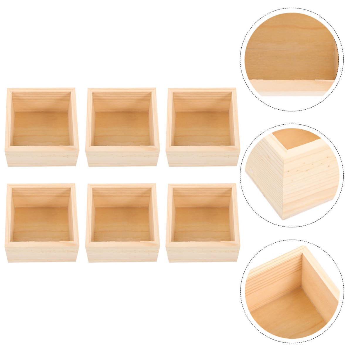 6 Piezas Caja Organizadora de Manualidades de Madera Beige