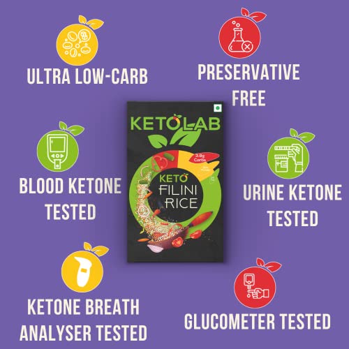 Image of Ketolab Keto Orzo Filini Rice, 100 Gms, 1 Pack, 3.8g Net Carb & 16g High Protein /Serving, Identical to Regular Rice, Ultra Low Carb, Pre-Biotic High Fibre, Low GI, For Keto Diet & Weight Loss