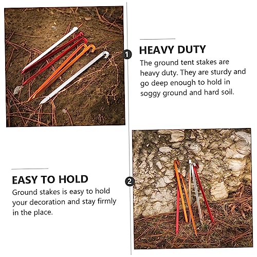 Piquetas para camping de aluminio POPETPOP, 12 estacas de exterior resistentes 3