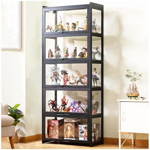Skåp Med Vitrindörrar I Akryl, Vitrinskåp För Leksaker, Vitrinskåp I Transparent Bambu, Figurer, Vitrinskåp Curio Collection, Genomskinlig Vitrinskåp På Golvet(Size:70×172cm/27.5×67.7in)