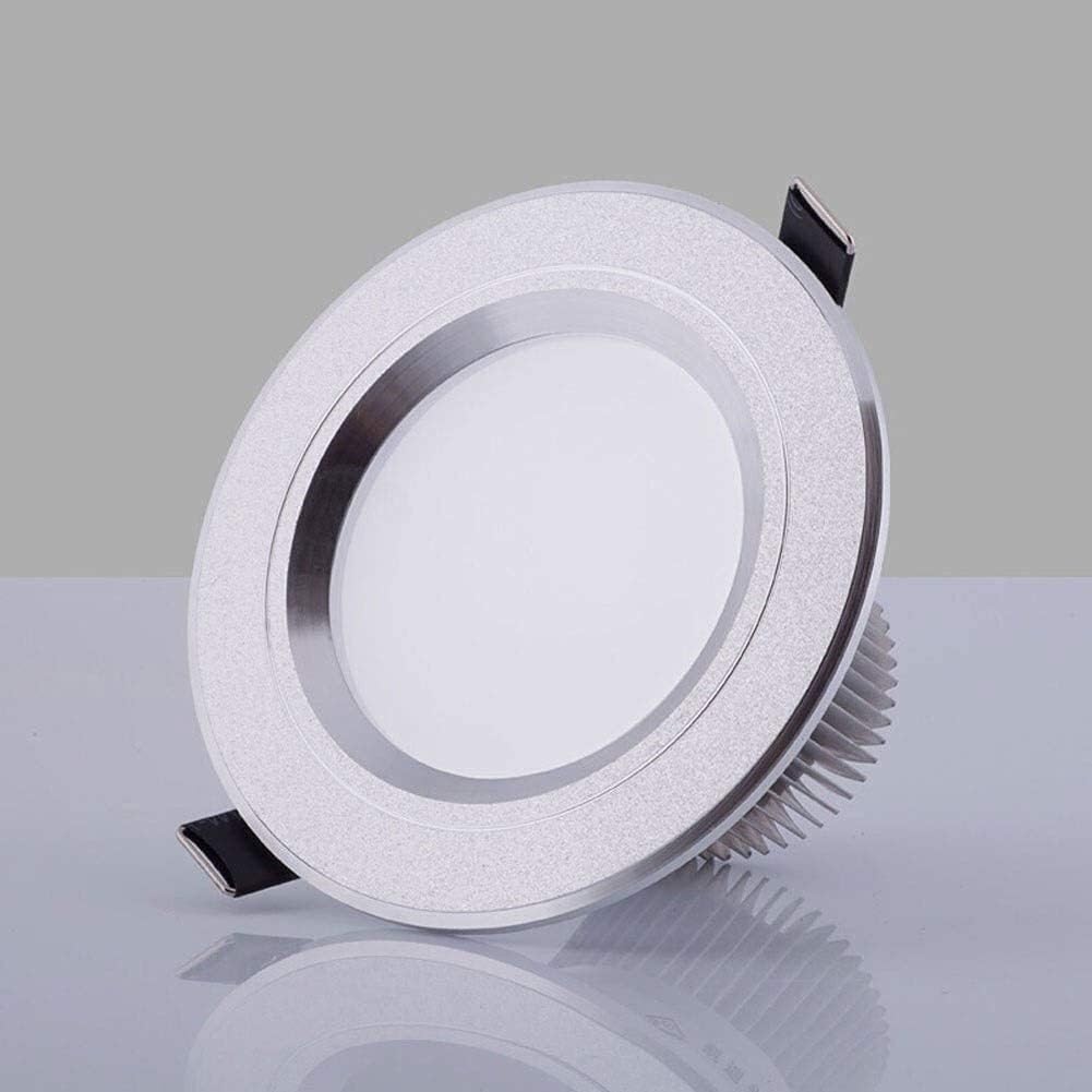 HynJGih 5W Recessed Ceiling Lamp, Round LED Lamp Panel Lamp, Satin Chrome Bezel Downlights