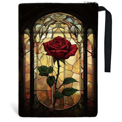 Hobbspring 1pc Book Sleeve with Pocket 13.4x9.45 inches(34x24cm) Rose Book Sleeve Pouch Vintage Flower Book Protectors Book Covers for Paperbacks for Students Teachers