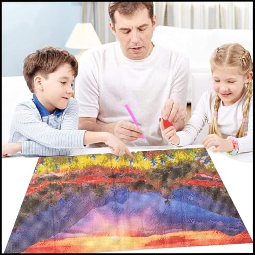 Image of Crysendo 5D Diamond Painting Kit Lake House DIY Wall Decor (Sunset,30X40cm)