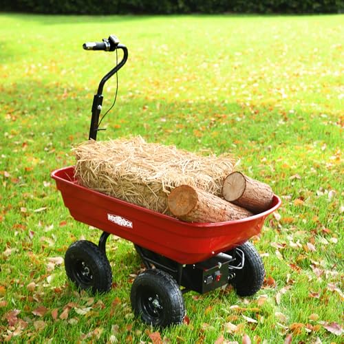 Carretilla eléctrica de jardín de cuatro ruedas con función de vuelco y neumáticos neumáticos para trabajo eficiente en el patio y transporte de materiales en construcción miniatura 2