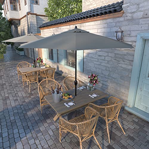 California Umbrella ATA908117-F77 9' Round Aluminum Market Umbrella, Olefin Woven Granite - Image 3