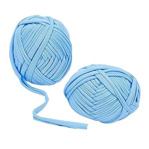 2 delar 33 meter för stickning av virkat garn t-shirt garn vävd virkduk nybörjare lära sig att virka 105 g x 2 (blå)