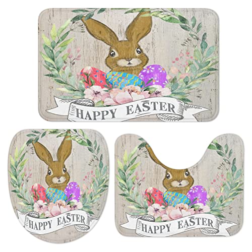 Royalours Happy Easter Bath Sets 3 Piece Rugs Bunny Easter Eggs Floral Wreath Mats Non Slip Water Absorbent U-Shaped Contour Toilet Mat Eggs Spring Flower Lid Cover(ED-Easter-1) Royalours Happy Easter Bath Sets 3 Piece Rugs Bunny Easter Eggs Floral Wreath Mats Non Slip Water Absorbent U-Shaped Contour Toilet Mat Eggs Spring Flower Lid Cover(ED-Easter-1)