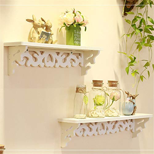 J-TUMIA-hom Estantes flotantes Colgantes Decorativos Fije los estantes flotantes Blancos de 3pcs, estantes rústicos de Almacenamiento de Pared de Madera/PVC para Cocina Dormitorio Sala de Estar