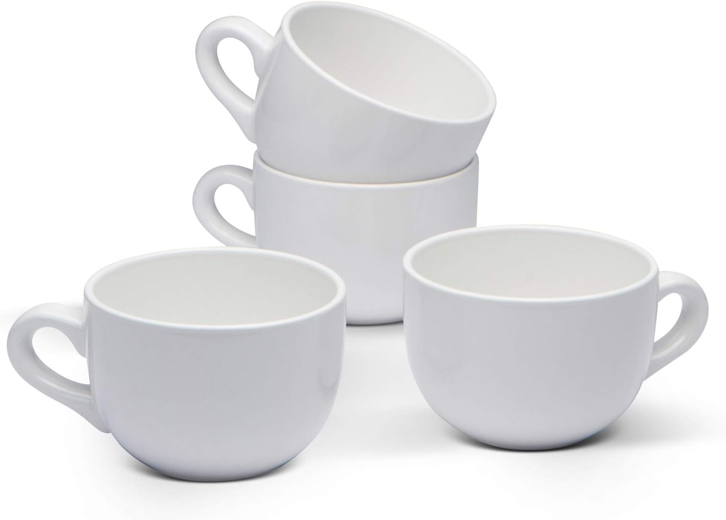 Serami Oversized Ceramic Coffee Mug with Handle - Large 22 oz Coffee Cup, Perfect for Latte, Cappuccino, Soup, Cereal - Ideal for Everyday Use - Ceramic Bowl Set, Large Coffee Mug Set (White 4 Pack)