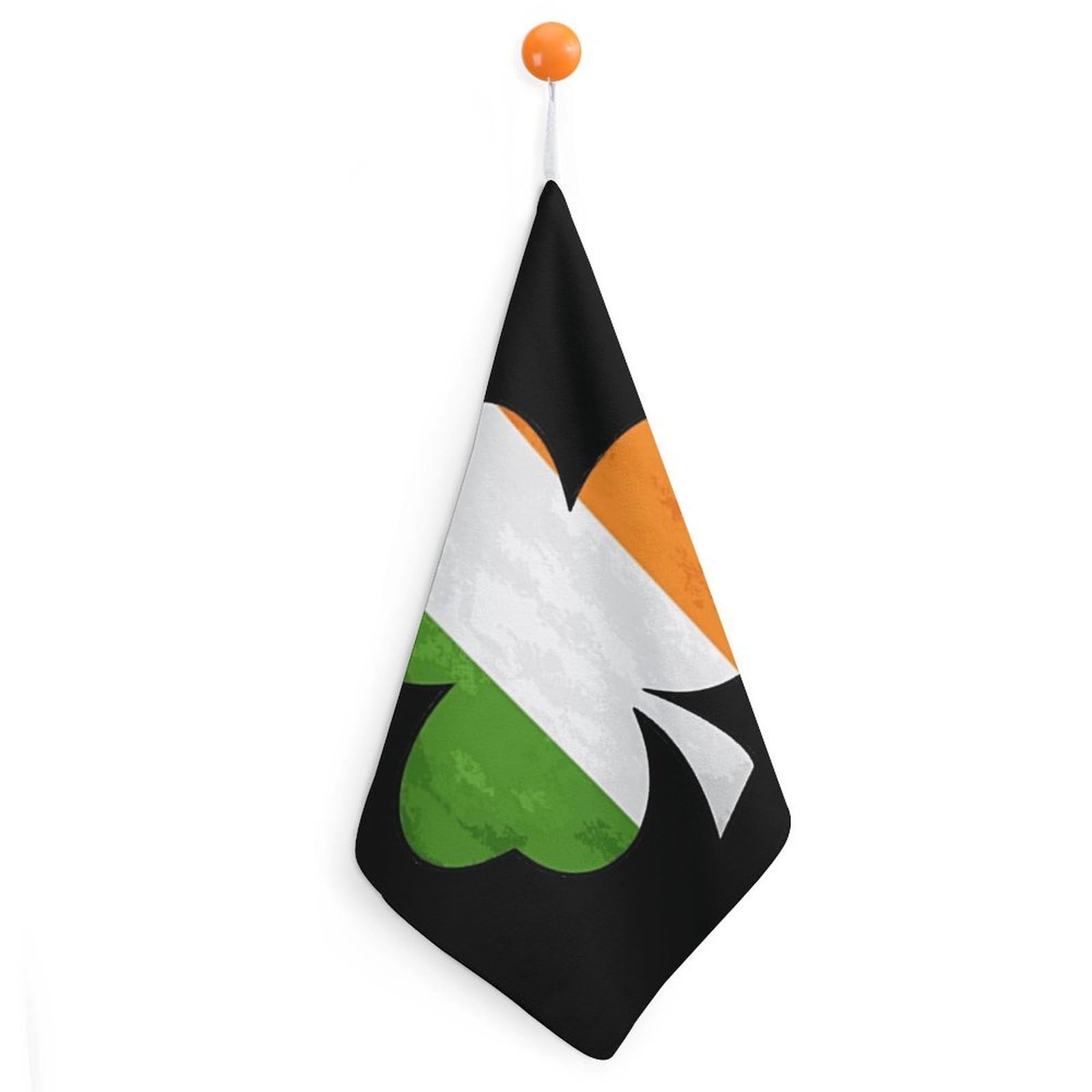 TXFBTRFSA Irish Flag Shamrock Clover Hand Towels with Hanging Loop Kitchen Towel Handkerchiefs Cleaning Cloths