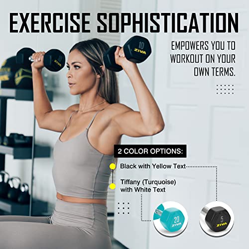 Ziva Performance Rpu Hex Dumbbells – Solid Steel Core, Premium Urethane Rubber Encasing, Corrosion Resistant - Commercial Grade For Rigorous Exercise, Strength Training - Pair Of Two Dumbbell, 5 Lb. #TOP4