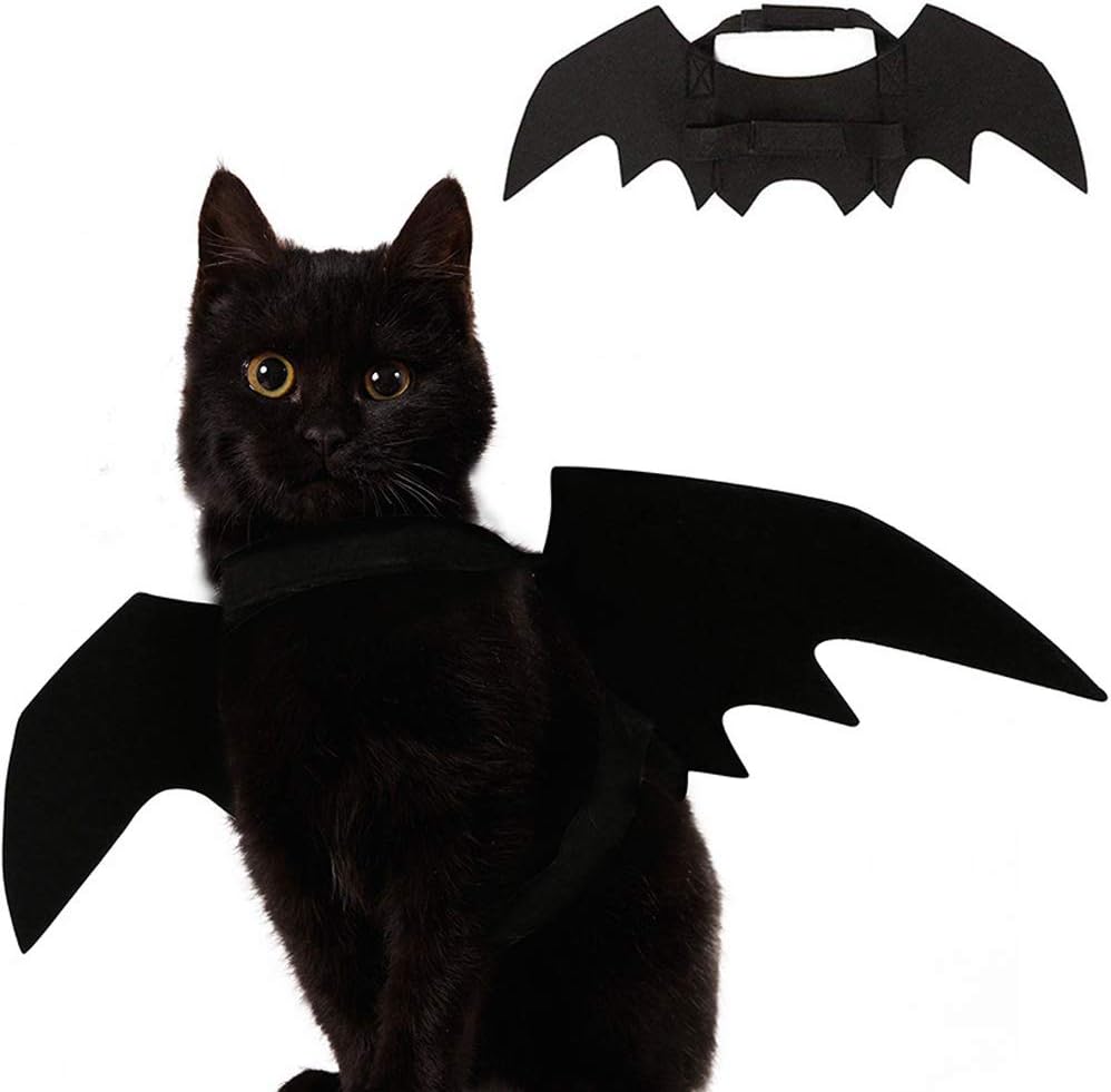 Pet Cat Bat Wings Cat Bat Costume, Pet Bat Wings Dog Bat Wings Costume Halloween Cat Costume for Kitten Bat Wings, Halloween Cosplay Bat Costume Puppy Pet Apparel for Halloween Christmas Dress Up