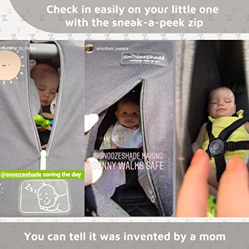 Sun Shade For Strollers & Bassinet Blackout Cover (0-6M) | Universal Fit Stroller Cover For Sun Protection| Stops 99% Of Sun Rays (Upf50+) Snoozeshade Original - Ltd Edition Gray Trim #TOP3