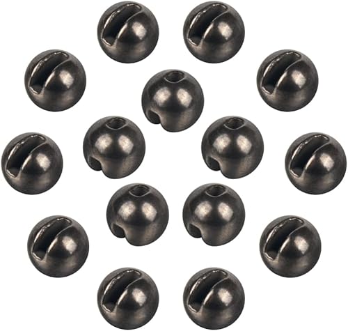 50 piezas de cuentas de tungsteno ranuradas para atado de moscas, se hunden más profundo y rápido, 12 colores/13 tamaños de cuentas ranuradas de