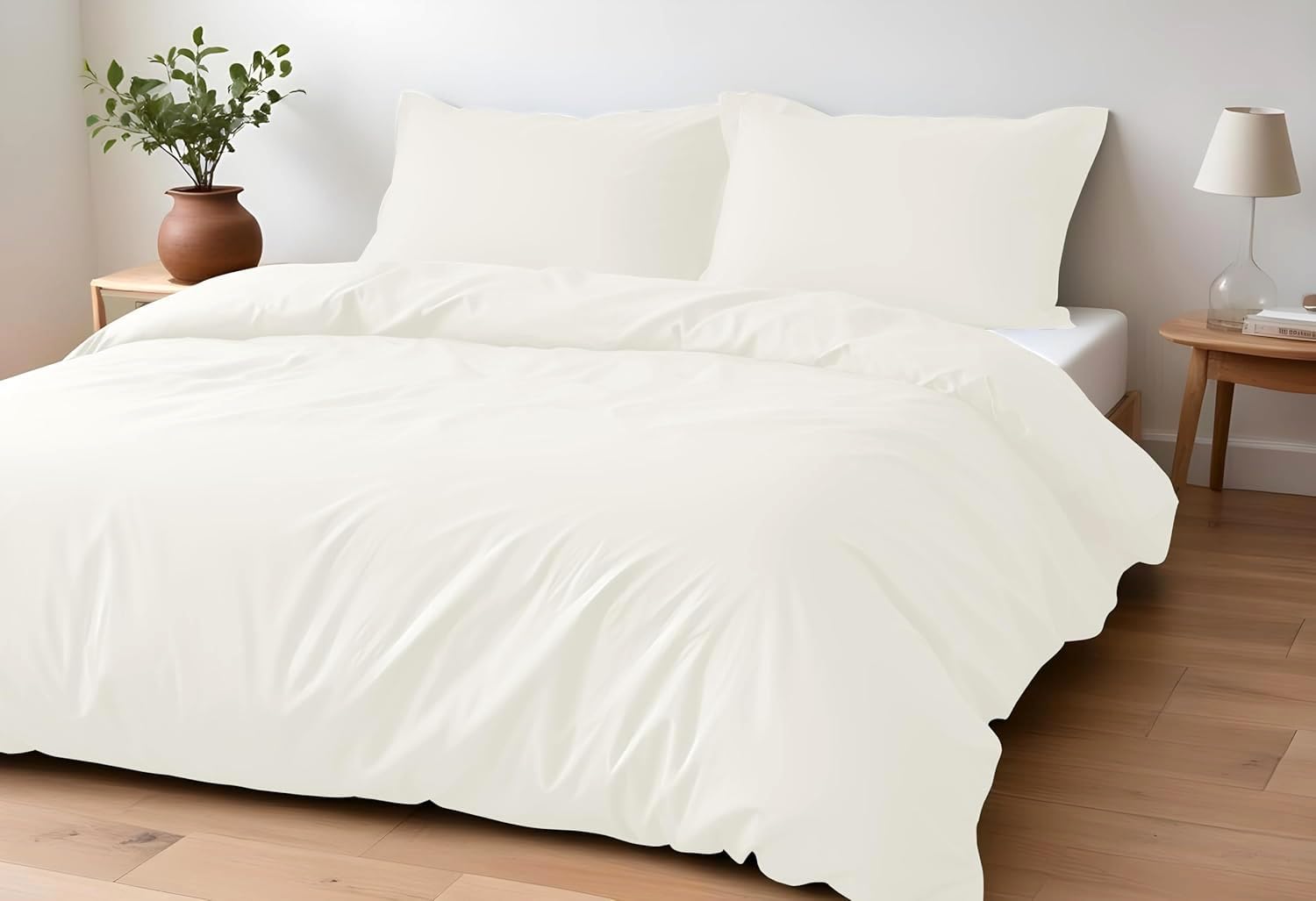 Lavish Label Luxury 100% Tencel Lyocell 3-Piece Duvet Cover Set (230 x 220 CM) with 2 pillowcases (48 x 75 CM) | Soft & Comfortable Bedding Set (Off-White, King)