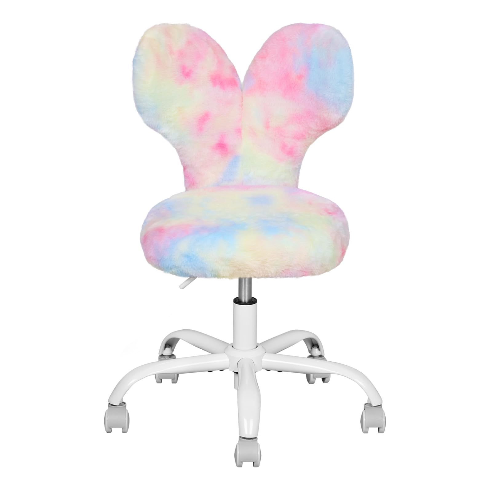 WOLTU Sedia per Bambini a Forma di Coniglio, Sedia da Scrivania con Ruote, Girevole a 360°, Altezza Regolabile, Schienale Avvolgente, per Cameretta, Rosa Multicolore