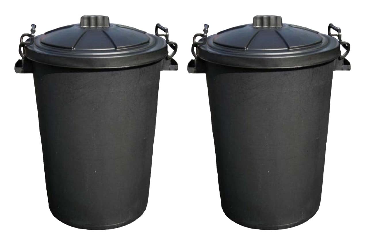 VTL® 85 LITRE HEAVY DUTY BIN LOCKING LID OUTDOOR RUBBISH DUSTBIN HORSES MULTIPLE COLOURS (2, BLACK)